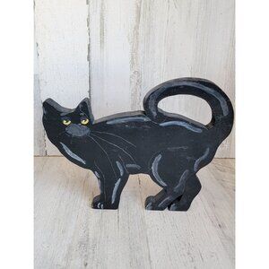 Vintage black cat Wooden Halloween home decor prop
